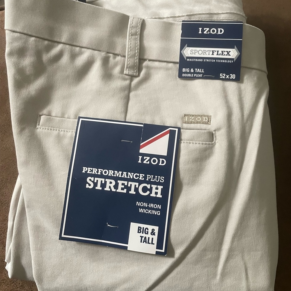 IZOD MENS BIG AND TALL PANTS 52x30 NEW With Tags